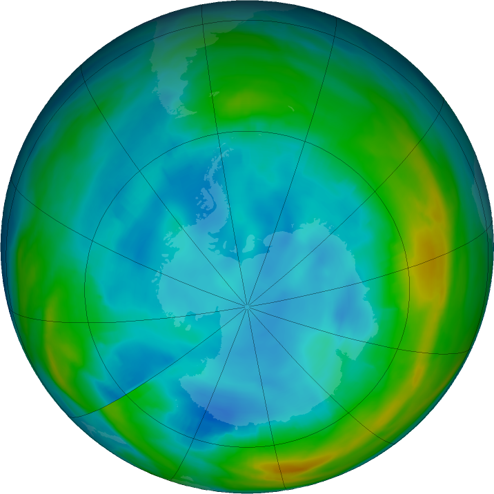 Antarctic ozone map for 28 July 2020